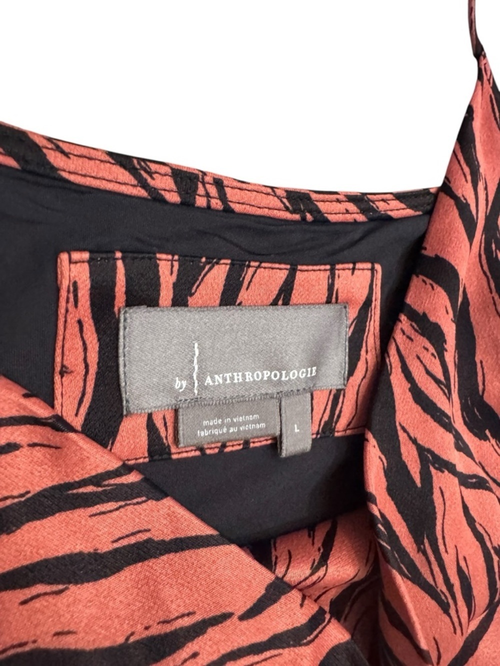 Anthropologie Elyse Zebra Print Cowl Neck Satin Midi Dress Size Large - Picture 9 of 13